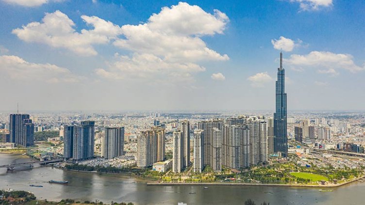 Aerial cityscape view of Ho Chi Minh city, Vietnam