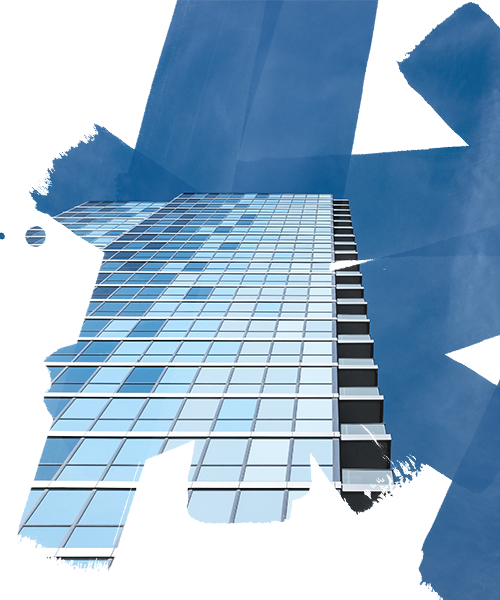 High rise building with blue mirrors