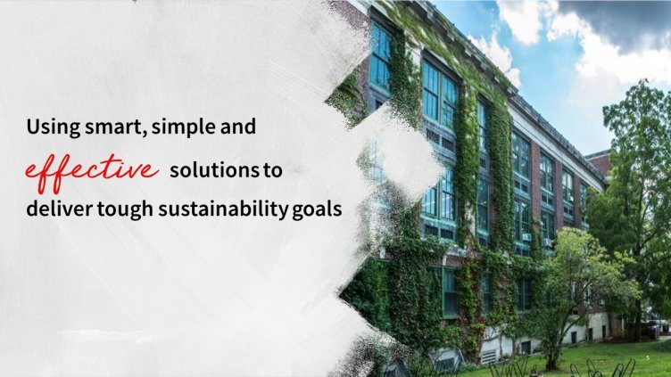 Sustainable green building with quotes