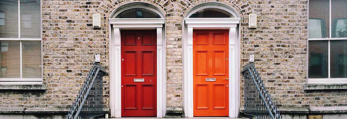 House entrance with two doors