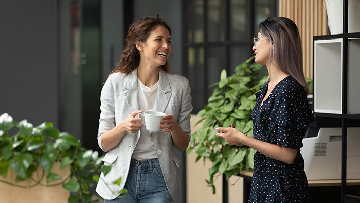 Two girls talking